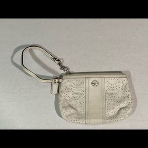 Coach wristlet purse white perforated leather